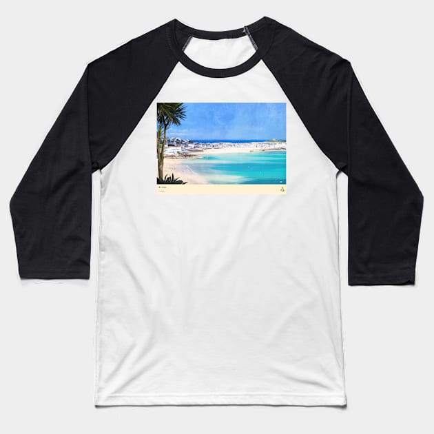 St Ives, Cornwall, Travel poster (Landscape) Baseball T-Shirt by synchroelectric